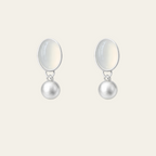 Sterling Silver Oval Pearl Drop Earrings