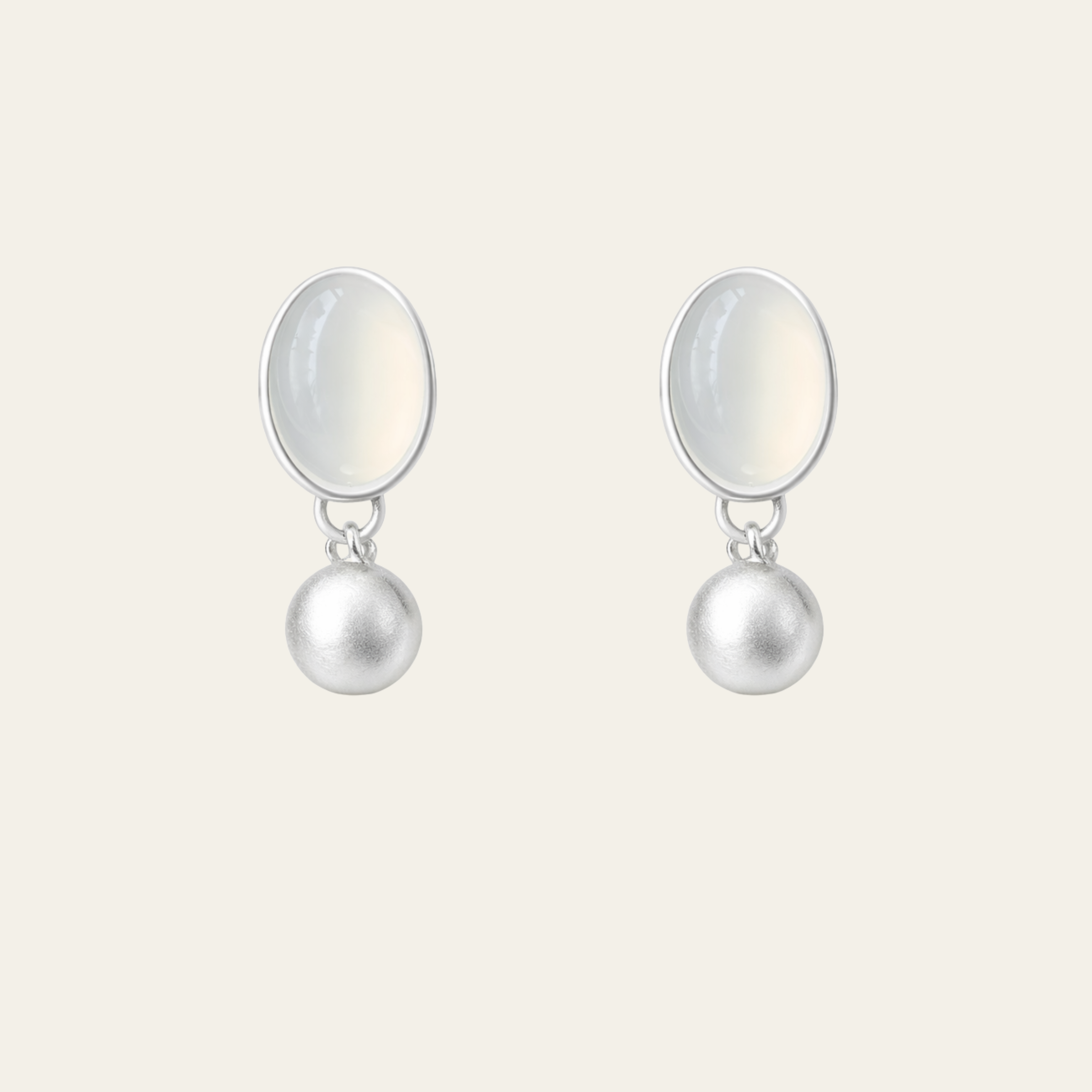 Sterling Silver Oval Pearl Drop Earrings