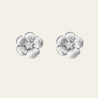 Sterling Silver Camellia Flower Stud Earrings