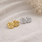 Sterling Silver Camellia Flower Stud Earrings