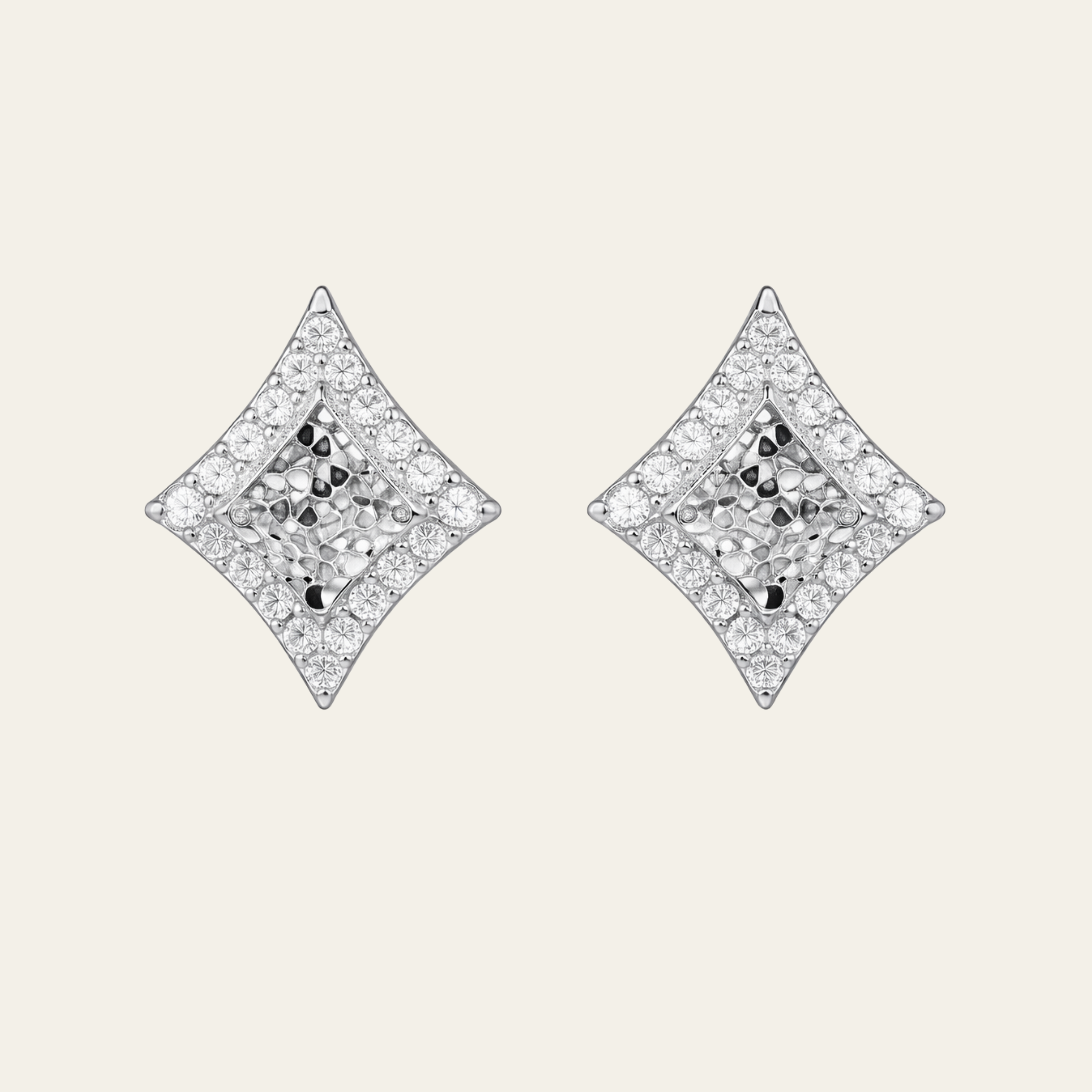 Sterling Silver Irregular Square Stud Earrings
