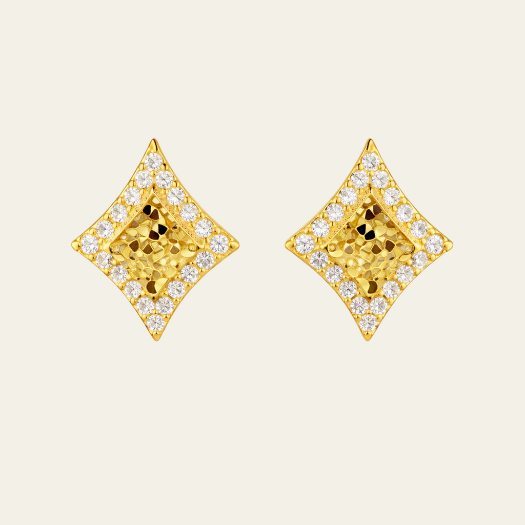 Sterling Silver Irregular Square Stud Earrings