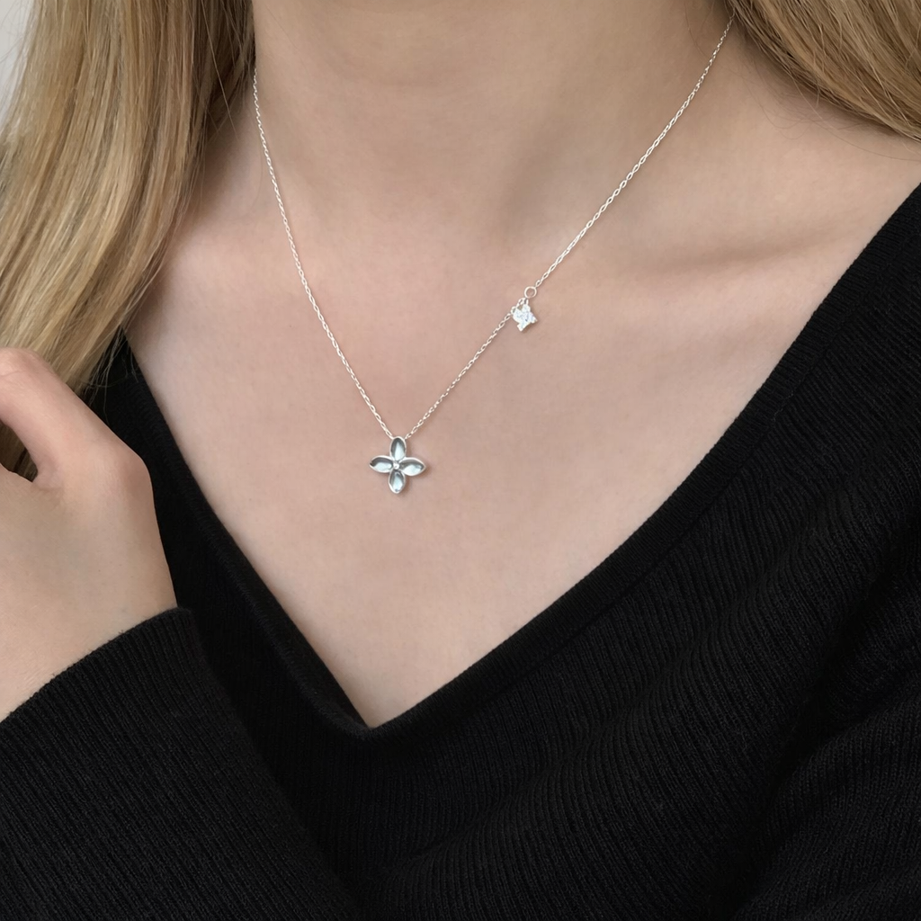 Sterling Silver Four Leaf Clover Necklace