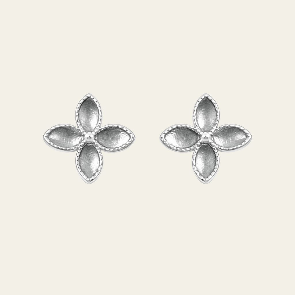 Sterling Silver Four Leaf Clover Stud Earrings