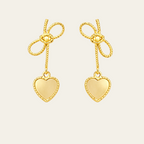 Sterling Silver Bow Heart Drop Earrings