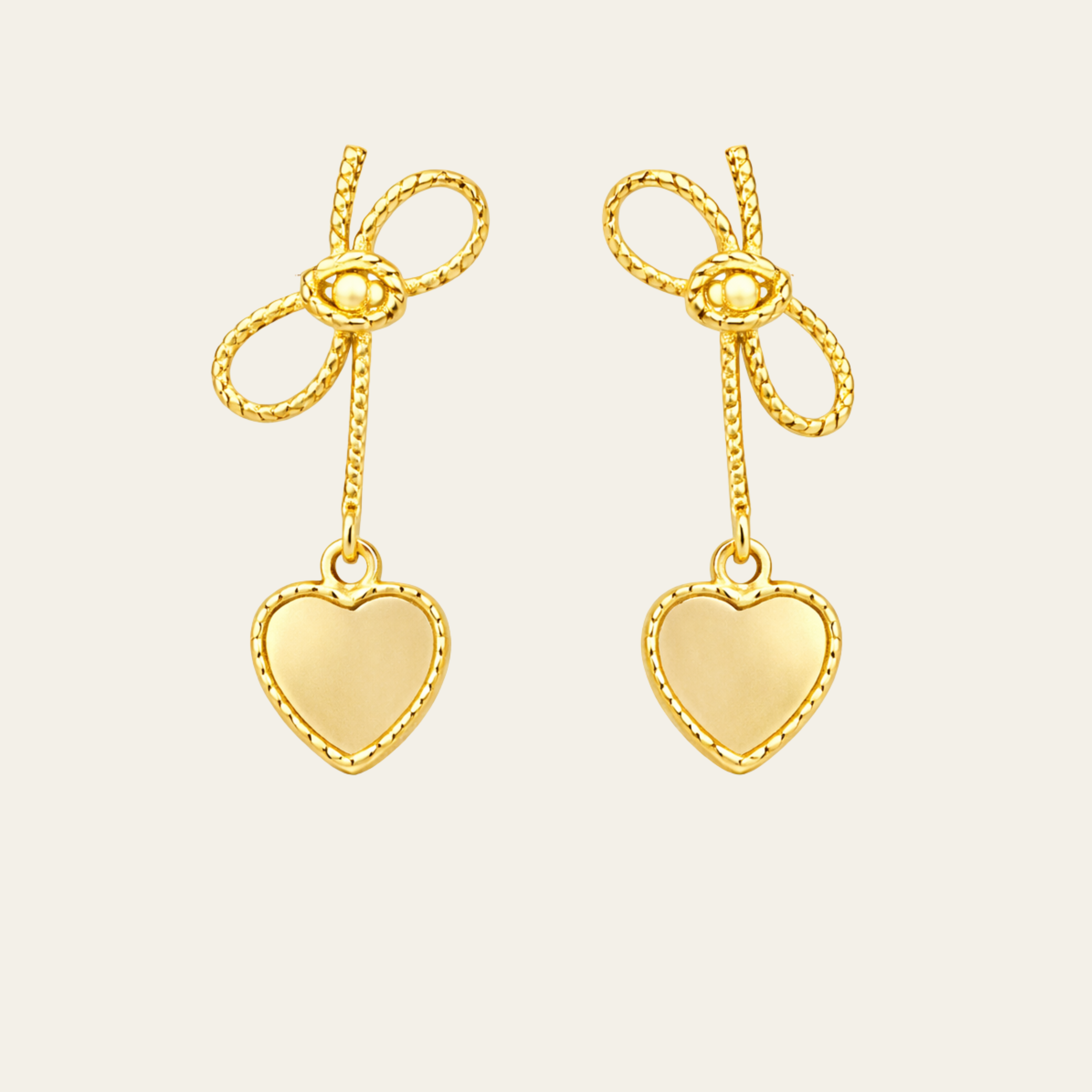 Sterling Silver Bow Heart Drop Earrings