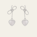 Sterling Silver Bow Heart Drop Earrings