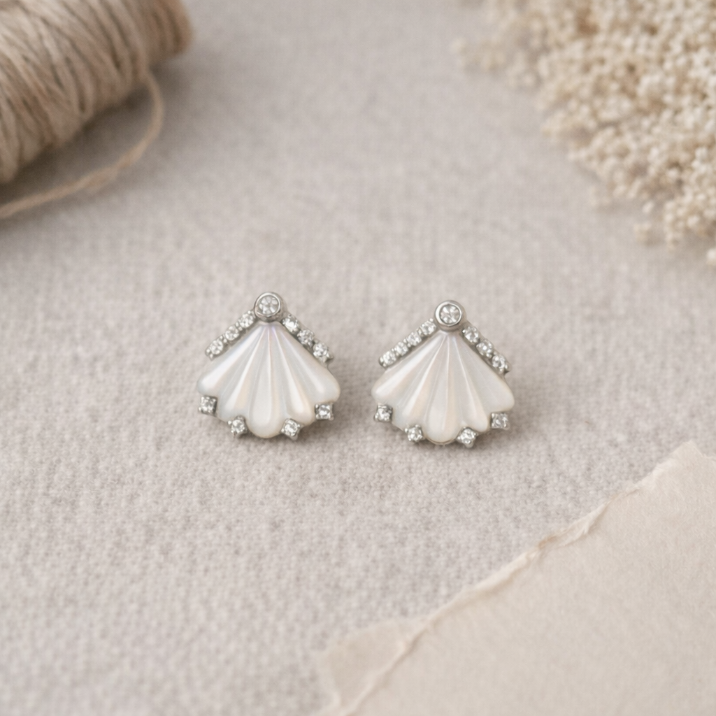 Sterling Silver Shell Stud Earrings