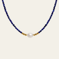 Lapis Lazuli Stone Beaded Pearl Necklace