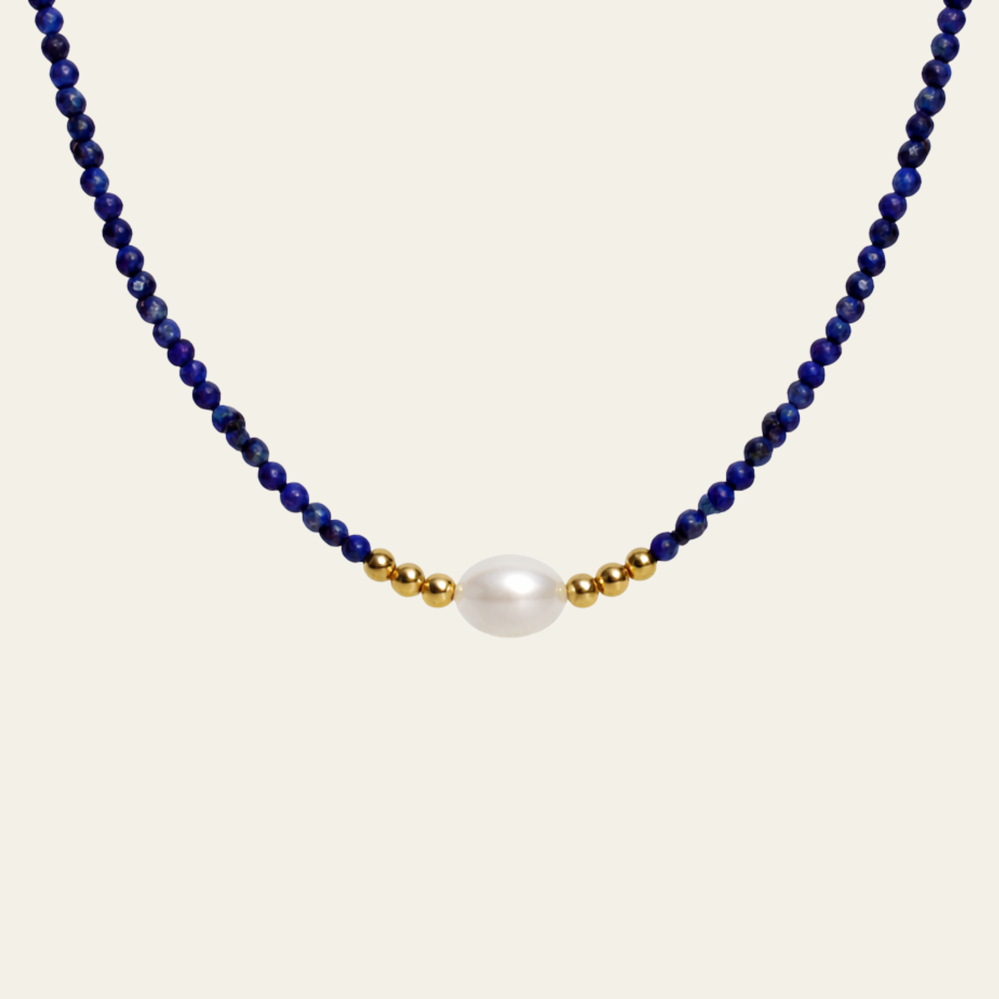 Lapis Lazuli Stone Beaded Pearl Necklace