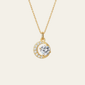Sterling Silver Moon Zircon Necklace