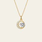 Sterling Silver Moon Zircon Necklace