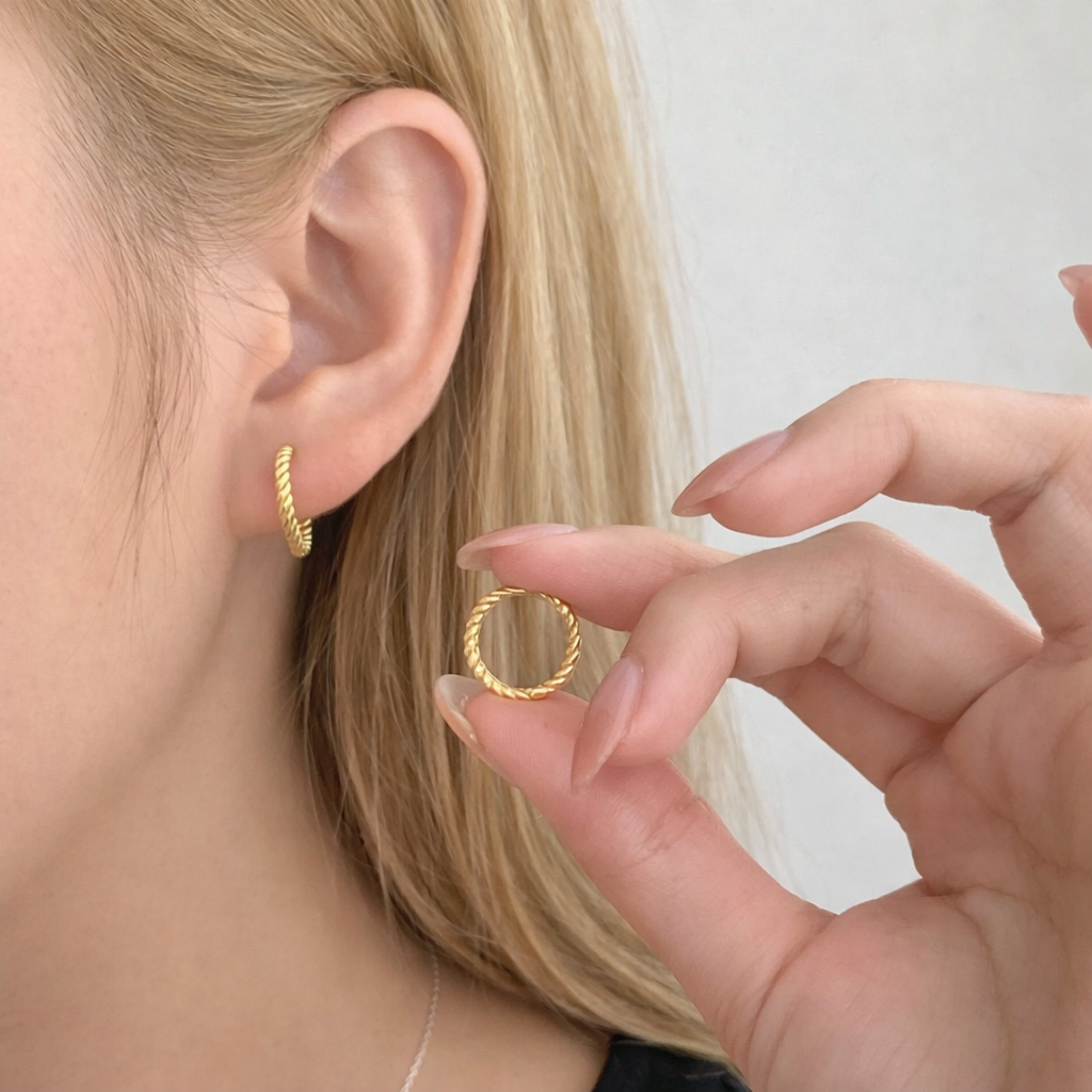 Sterling Silver Twisted Hoop Earrings