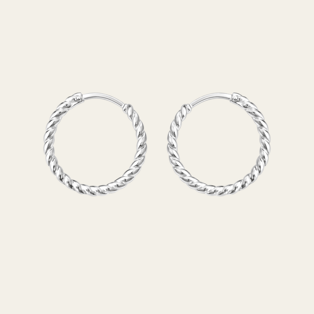 Sterling Silver Twisted Hoop Earrings