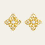 Sterling Silver Floral Zircon Stud Earrings