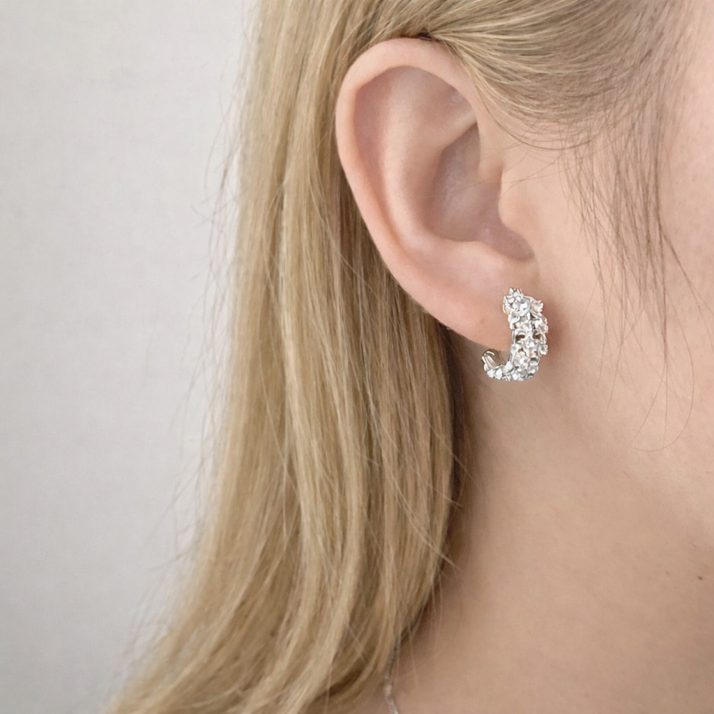 Sterling Silver Vintage Geometric Hoop Earrings