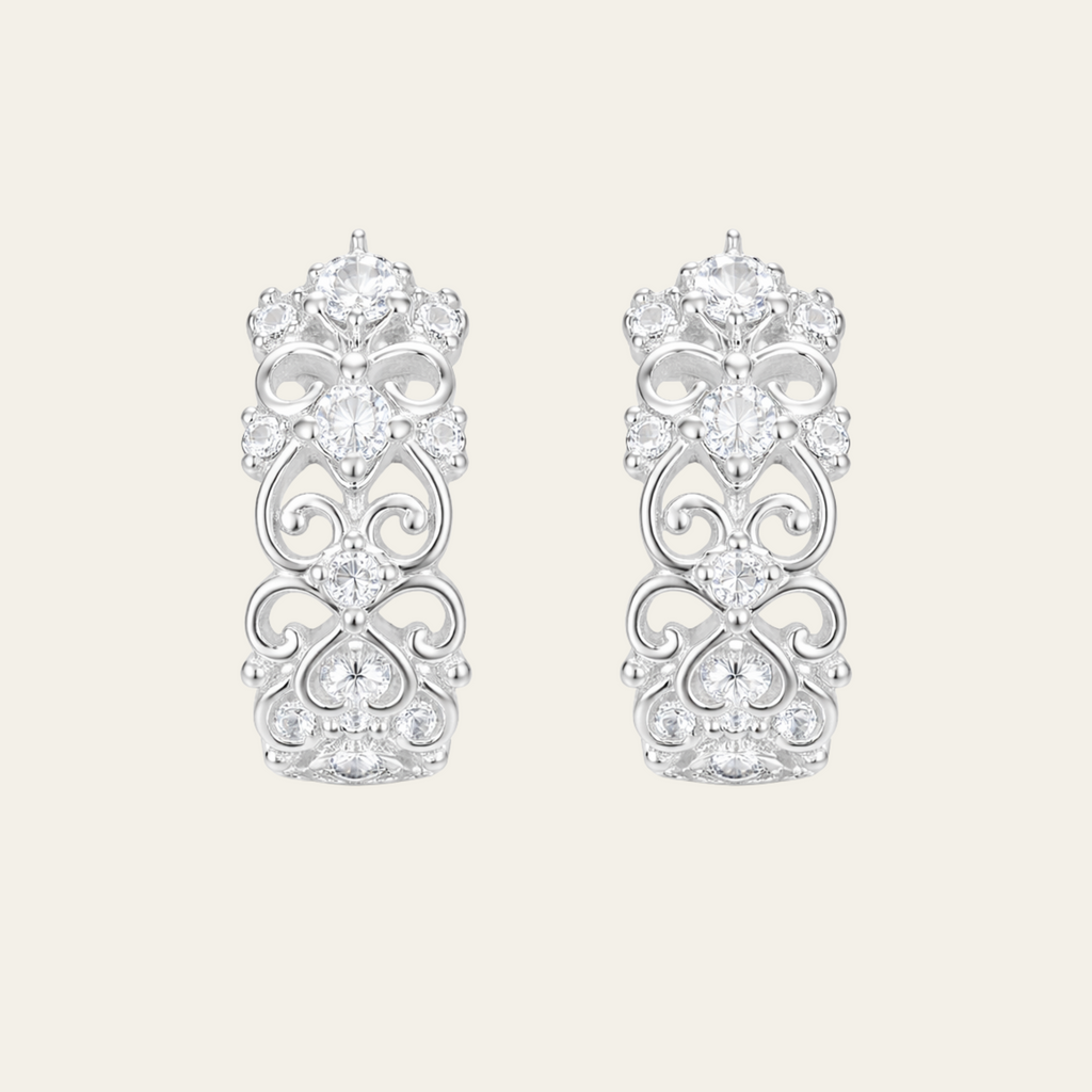 Sterling Silver Vintage Geometric Hoop Earrings