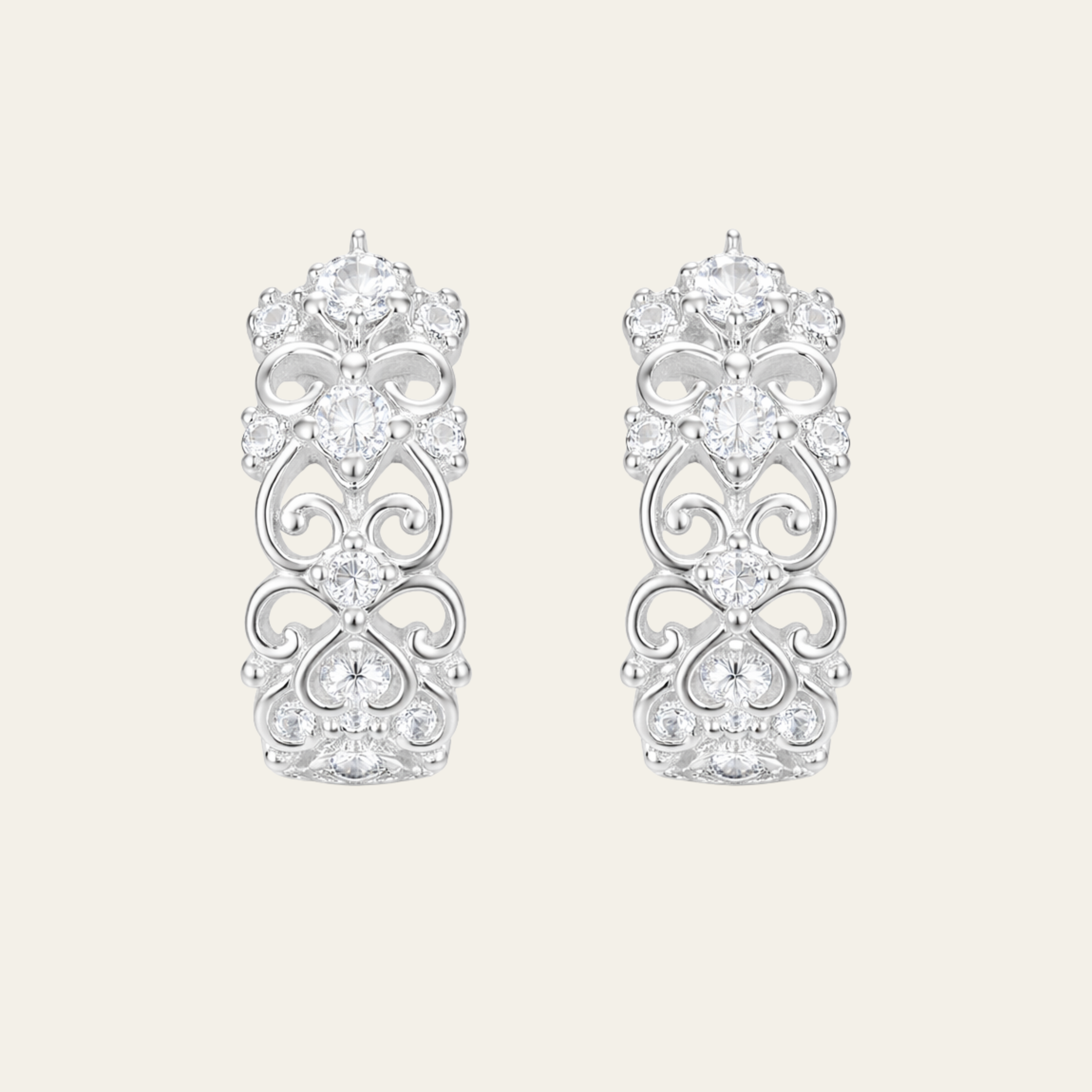 Sterling Silver Vintage Geometric Hoop Earrings