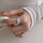 Sterling Silver Geometric Crystal Ring