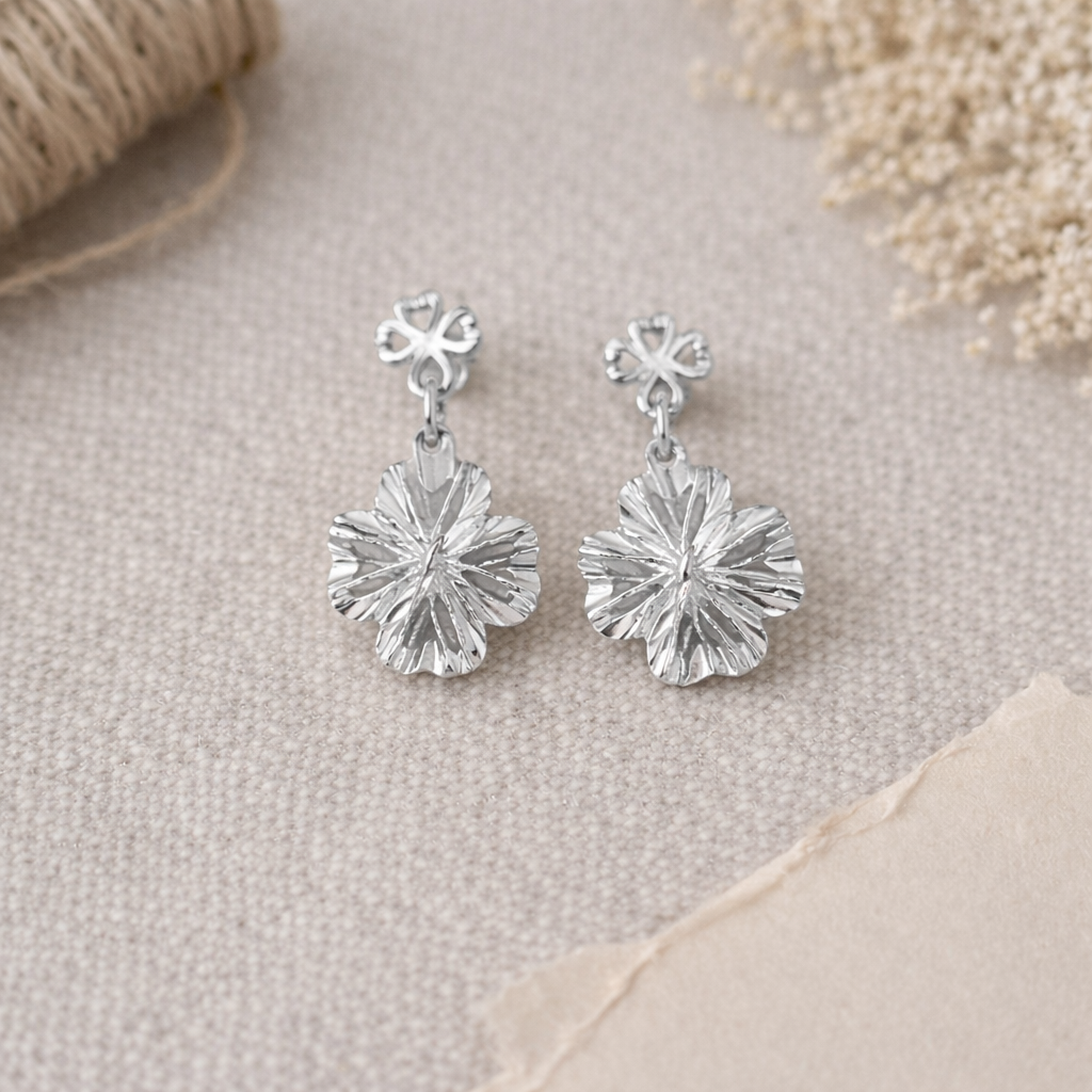 Sterling Silver Irregular Textured Drop Earrings