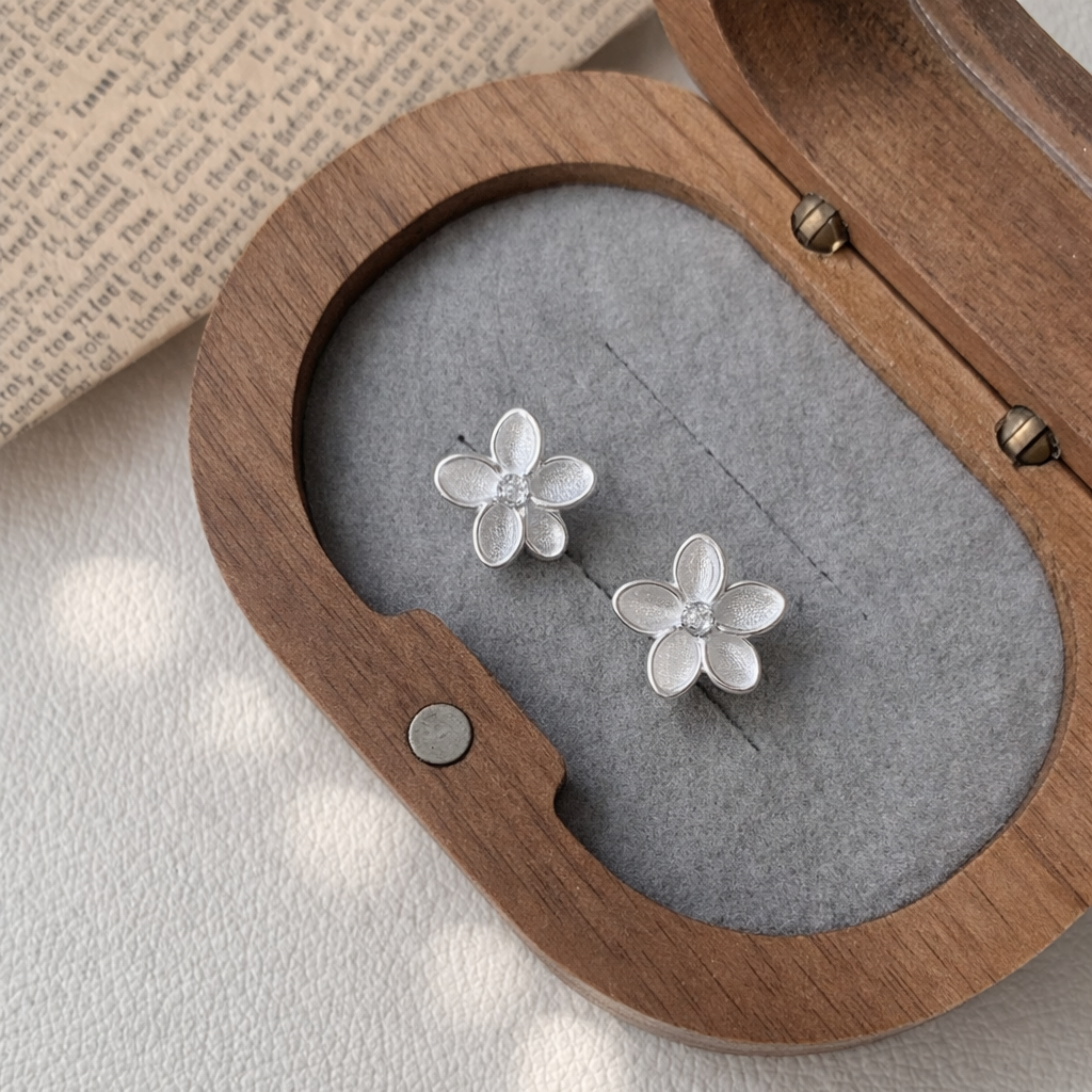 Sterling Silver Four Leaf Clover Stud Earrings