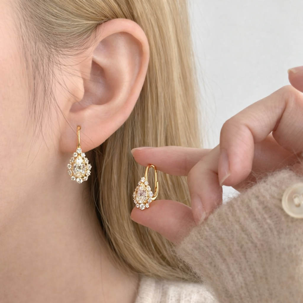 Sterling Silver Water Drop Crystal Earrings