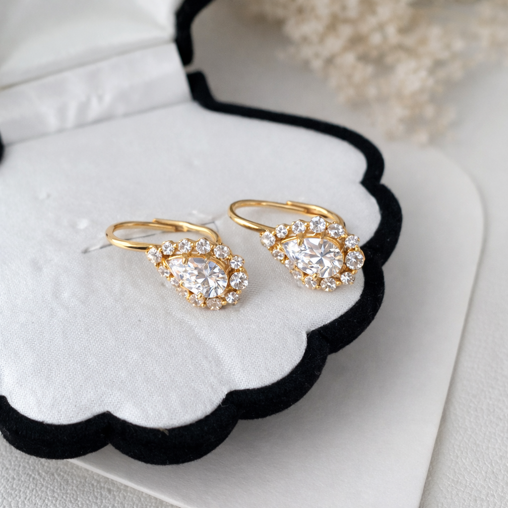 Sterling Silver Water Drop Crystal Earrings