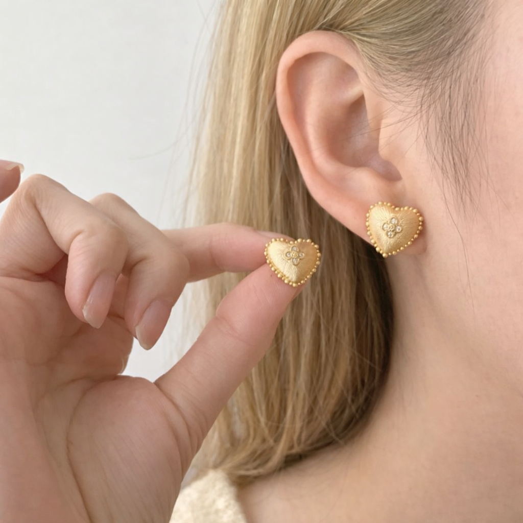 Sterling Silver Heart Stud Earrings