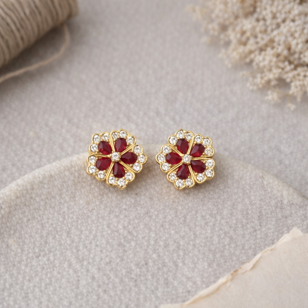 Sterling Silver Flower Stud Earrings