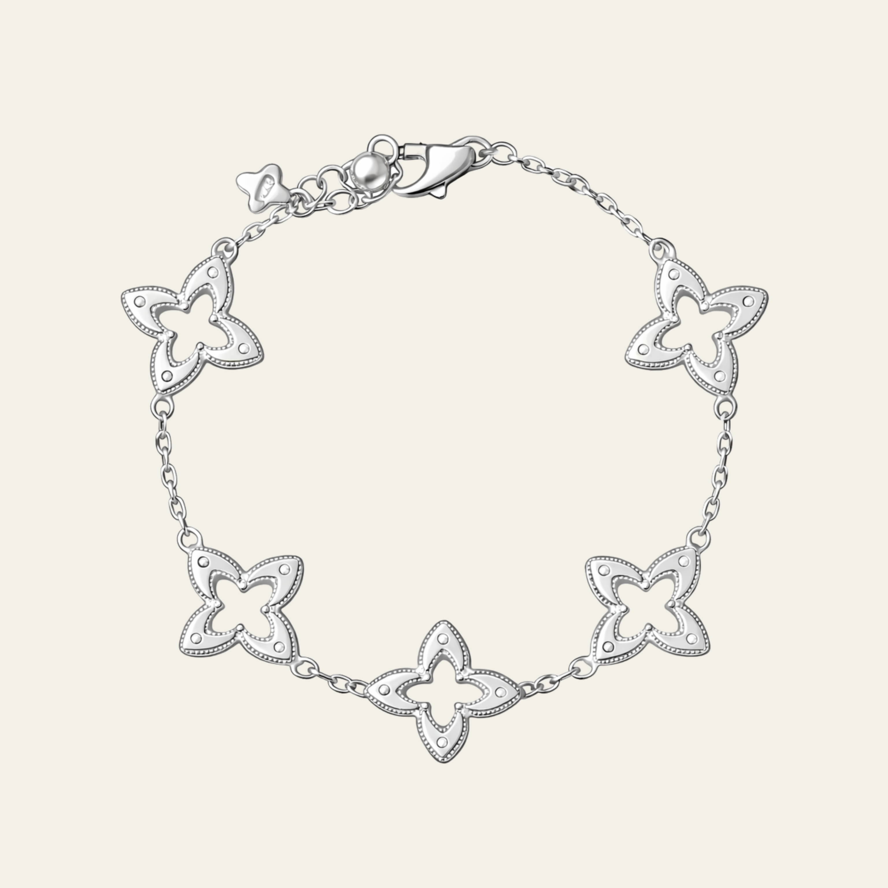 Sterling Silver Four Leaf Clover Chain Bracelet