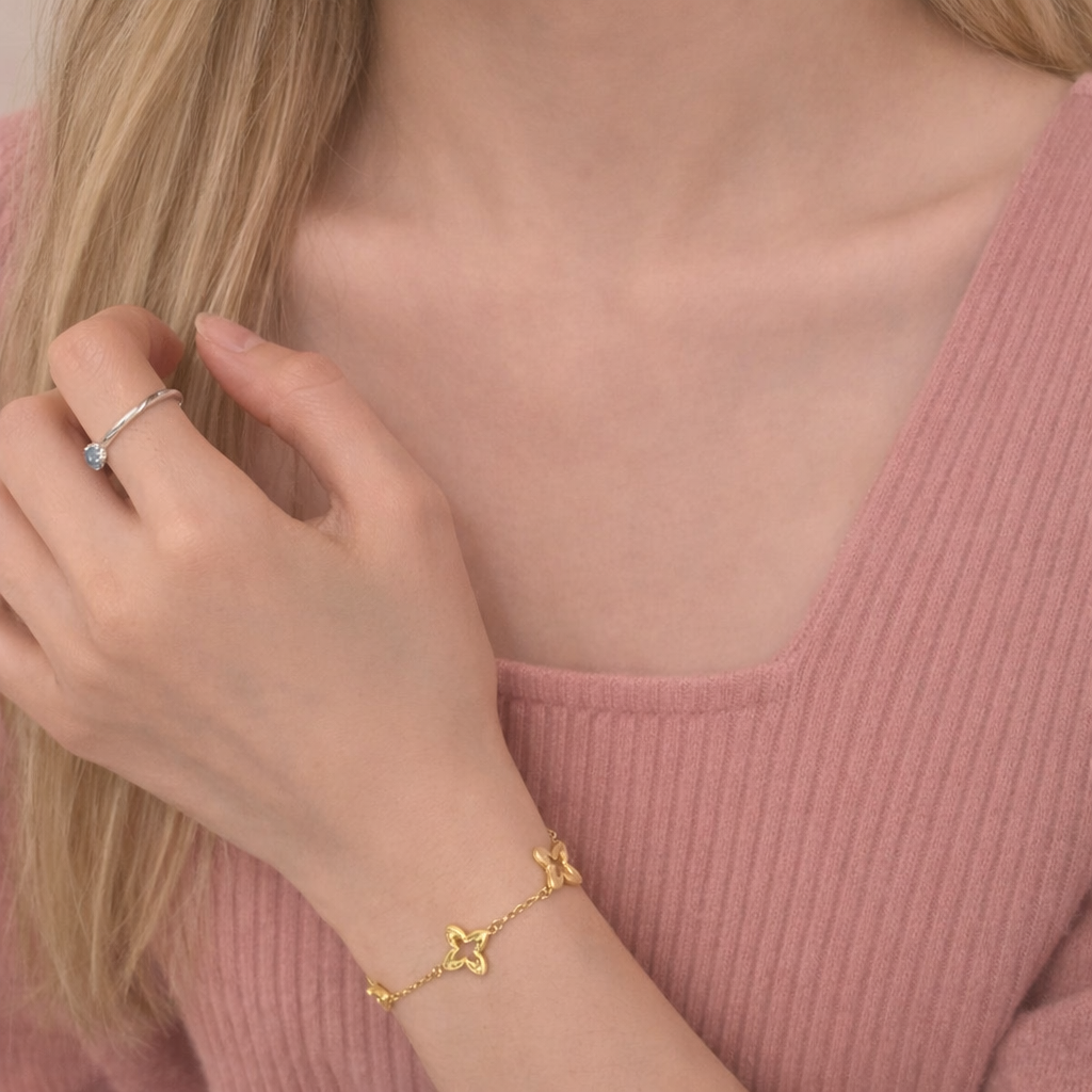 Sterling Silver Four Leaf Clover Chain Bracelet