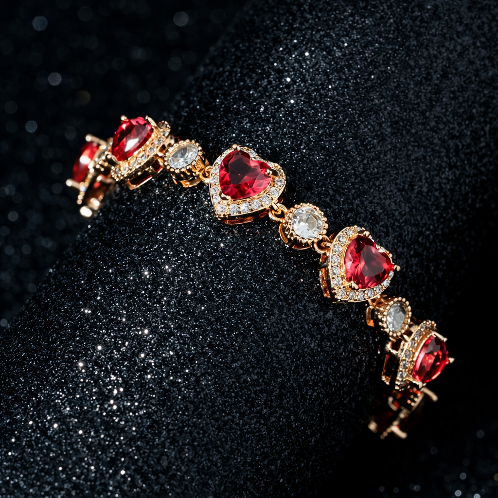 Heart Shape Gemstone Chain Bracelet