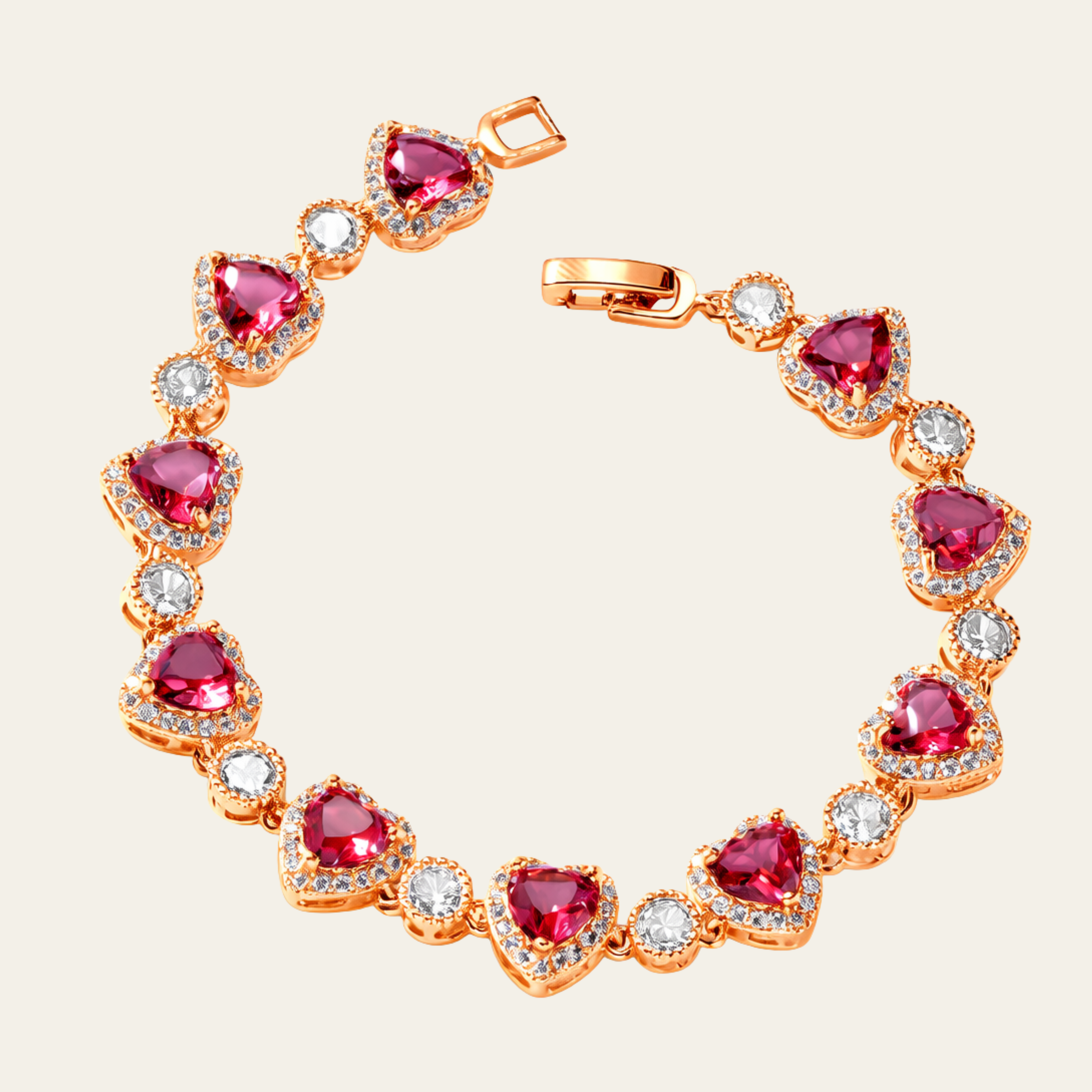 Heart Shape Gemstone Chain Bracelet