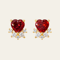 Red Heart Stud Earrings Electroplated