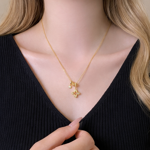 Flower Pendant Necklace Electroplated