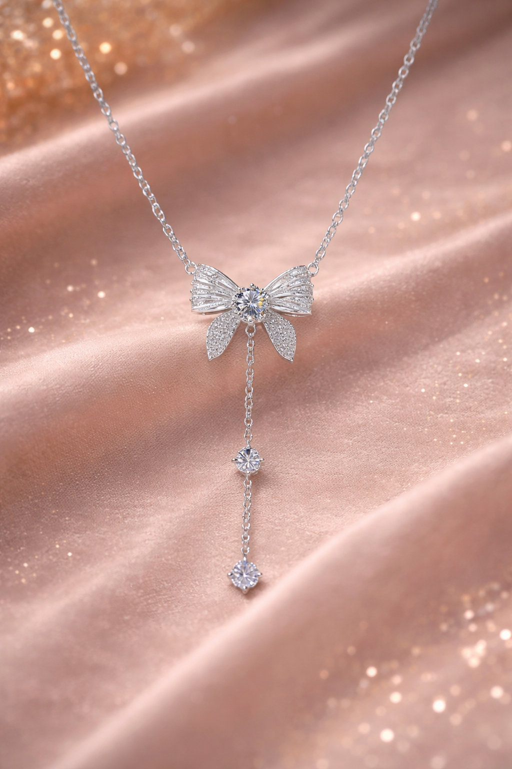 Sterling Silver Bow Pendant Chain Necklace