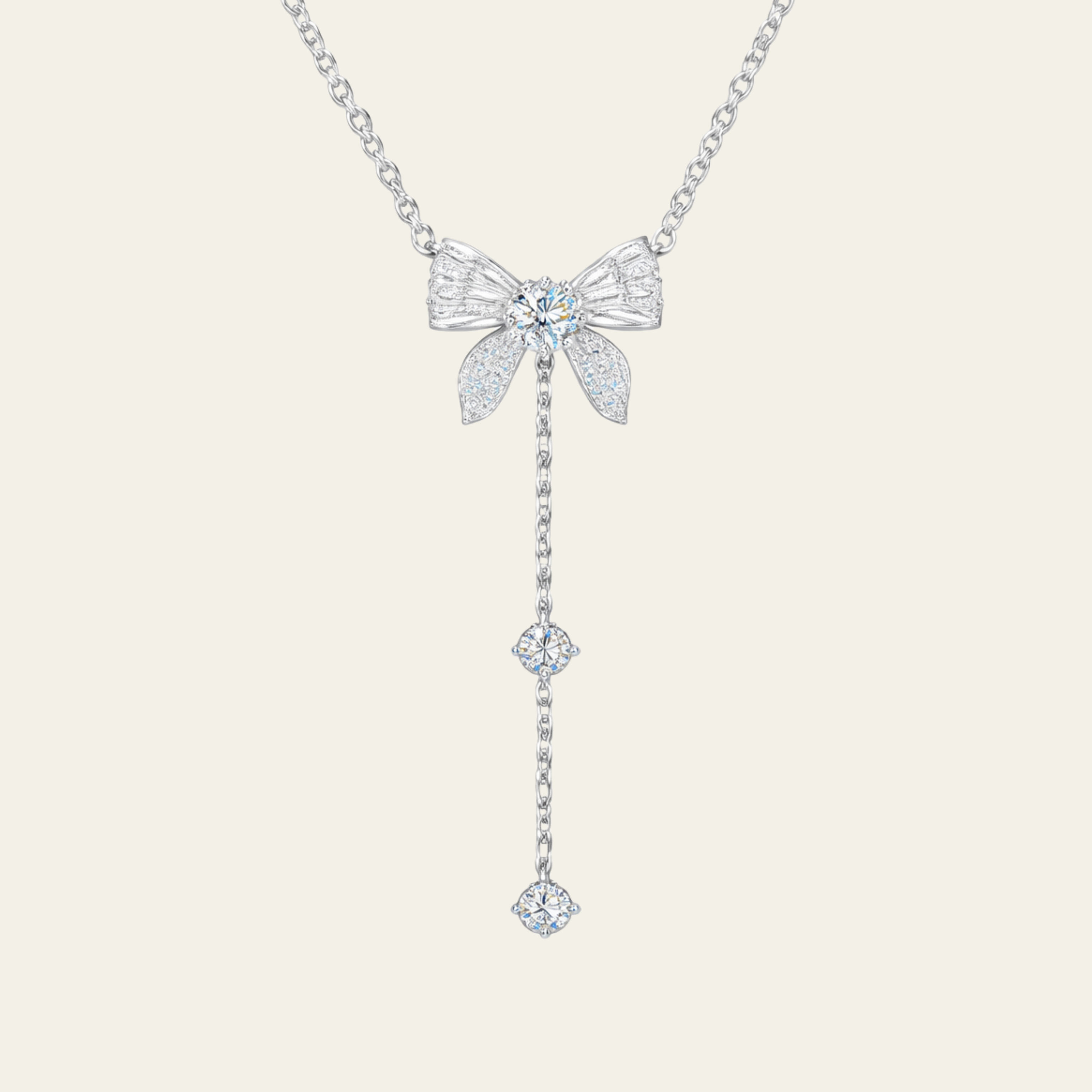 Sterling Silver Bow Pendant Chain Necklace