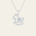 Sterling Silver Rocking Horse Moissanite Pendant Necklace