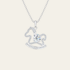 Sterling Silver Rocking Horse Moissanite Pendant Necklace