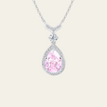 Sterling Silver Pink Diamond Teardrop Necklace