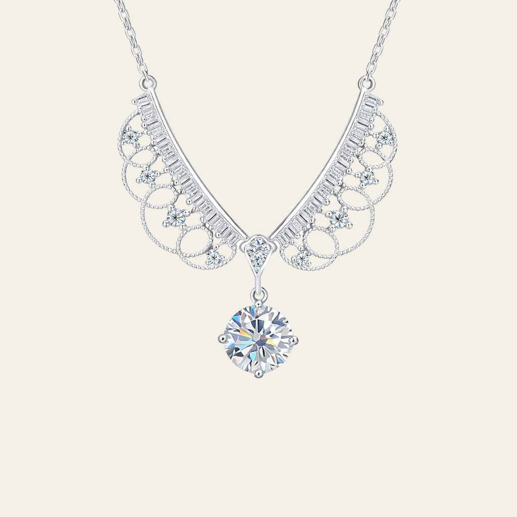 Sterling Silver Moissanite Vintage Drop Necklace