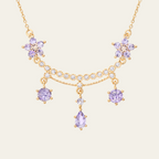 Green Flower Gemstone Necklace Copper Electroplated