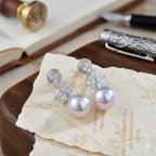 Pearl Geometric Stud Earrings Copper Electroplated