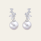 Pearl Geometric Stud Earrings Copper Electroplated