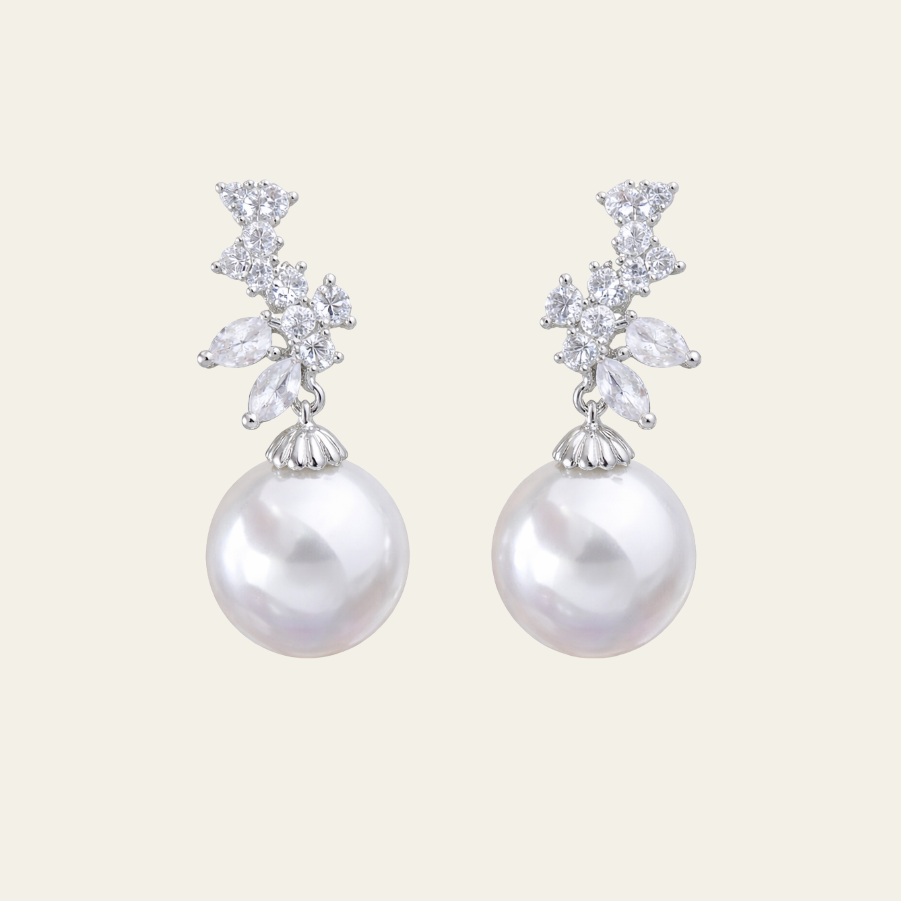Pearl Geometric Stud Earrings Copper Electroplated