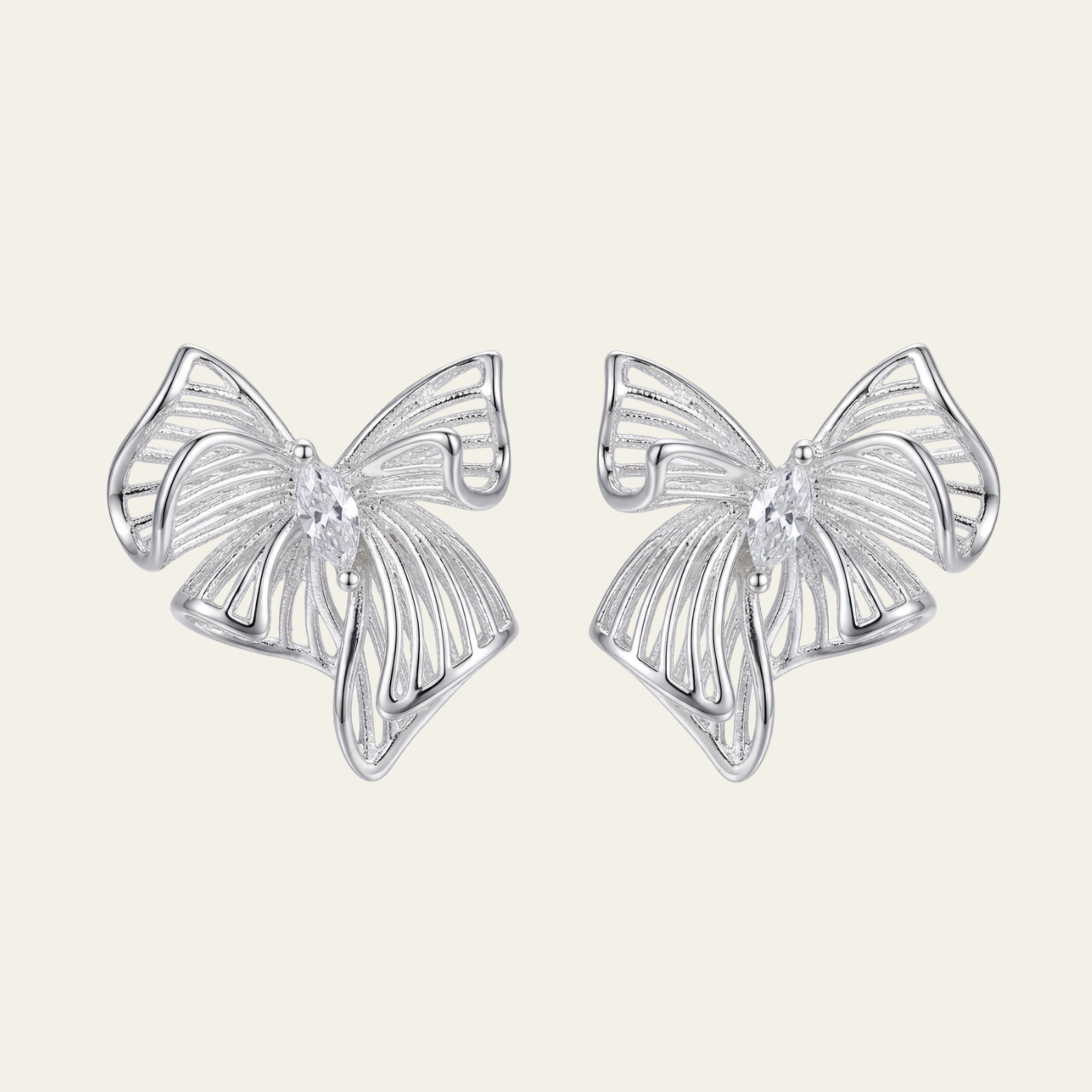 Bow Stud Earrings Copper Electroplated