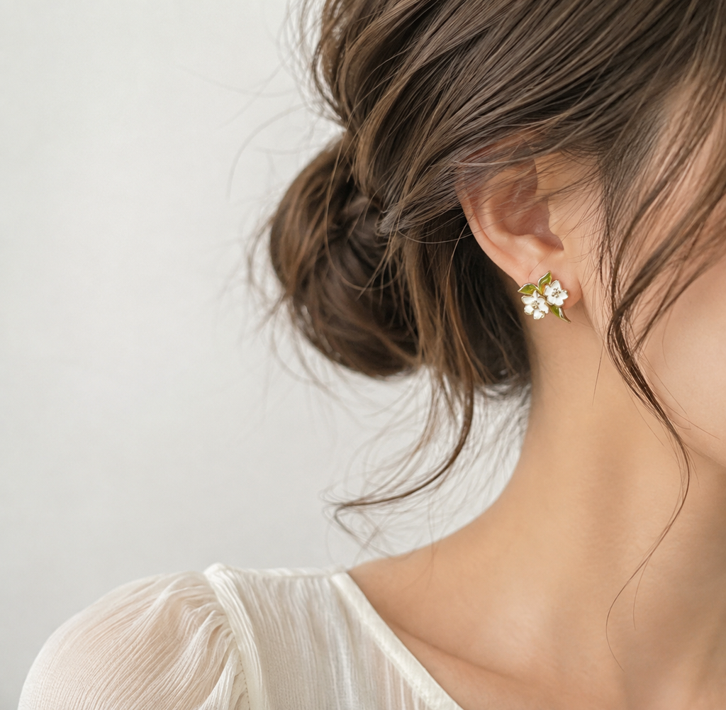 Flower Stud Earrings Copper 14K Gold Plated