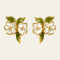 Flower Stud Earrings Copper 14K Gold Plated