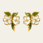 Flower Stud Earrings Copper 14K Gold Plated