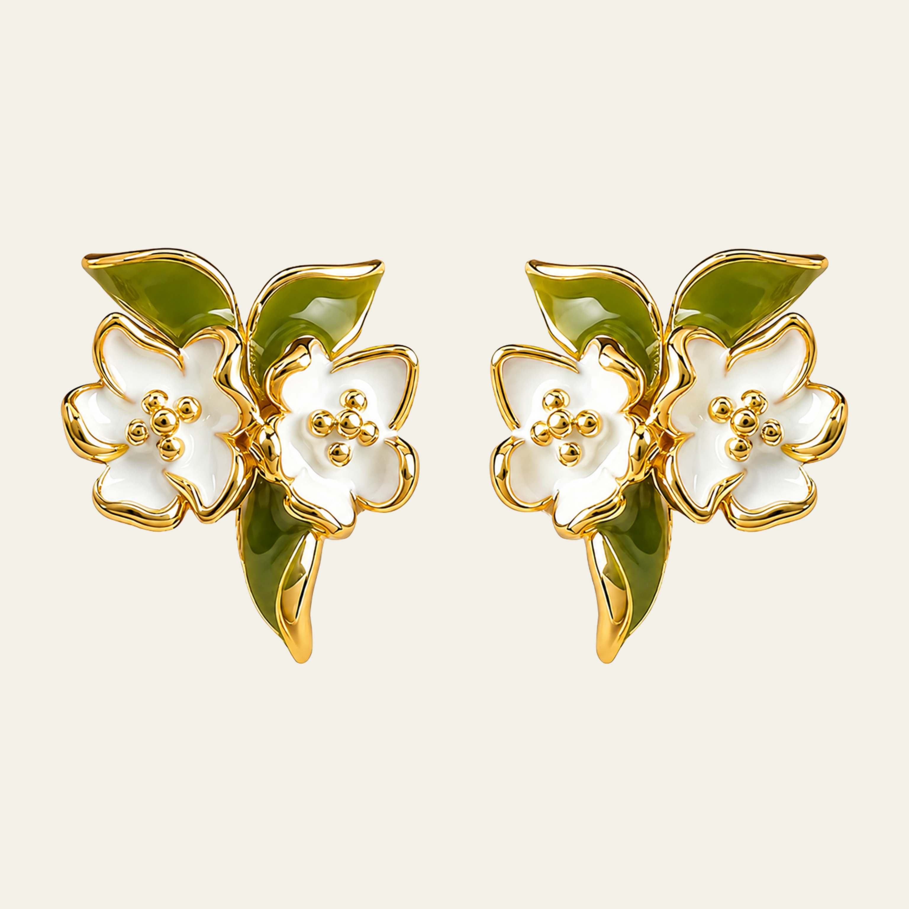Flower Stud Earrings Copper 14K Gold Plated